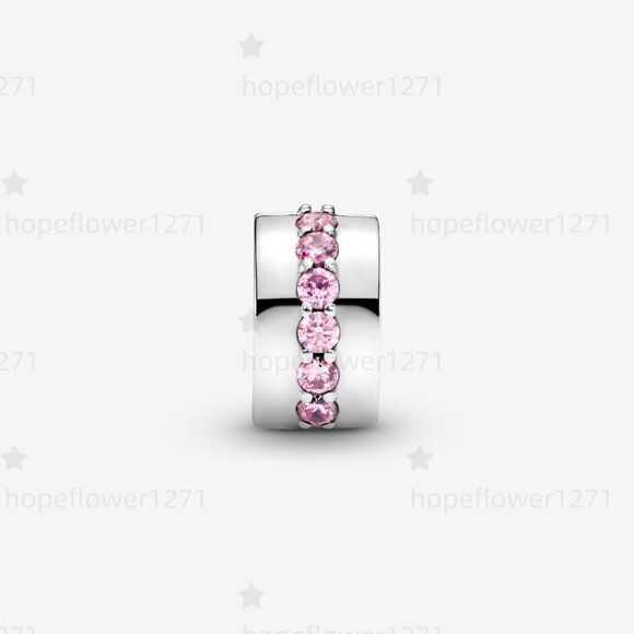 Pandora Pink Sparkling Row Clip Charm - Picture 2 of 7